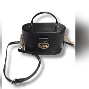 Coach Black Leather Crossbody with Gold Hardware